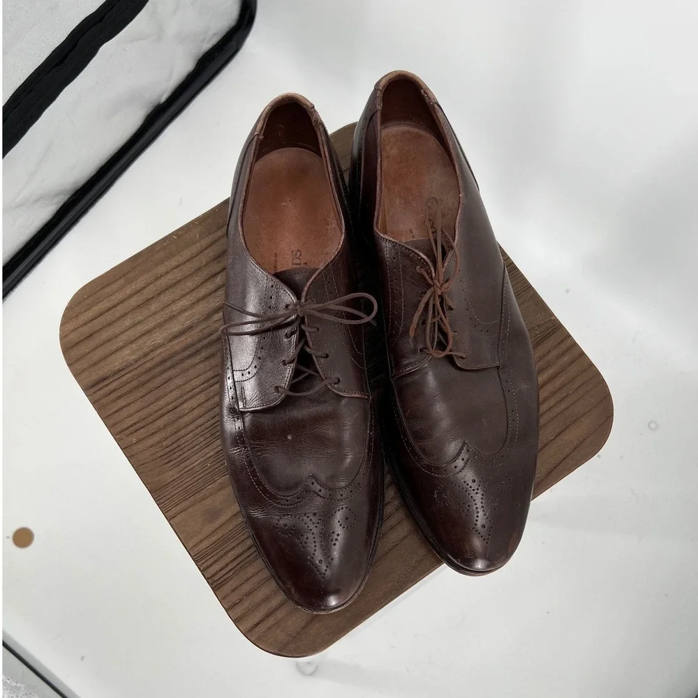 Allen Edmonds Brogue Mens 13 C Dark Brown Leather Wingtip Derby Shoes 2967